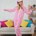 XXLOG Adult Onesie Halloween Costume Unisex Animal Pajamas Cosplay One Piece Sleepwear for Women and Men (Pink, L)