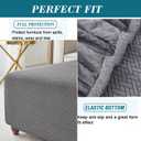 HFCNMY Stretch Knitted Jacquard Ottoman Cover - Thick Washable Slipcover for Square Storage Ottoman With Elastic Bottom, Gray, Medium (Grey)