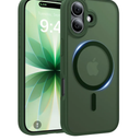 Magnetic for iPhone 17 Case, [Anti-Slip] [Military-Grade Drop Protection] [Camera Protection] Skin-Friendly Slim Translucent Shockproof Protective for iPhone 17 Phone Case, Forest Green