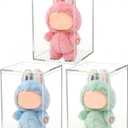 3 Pack Clear Plastic Stackable Display Case with Lid Display Case Compatible with Labubu POP MART Acrylic Clear Display Box Shelf Figure Display Case for Plush Collectibles Figurines (4x4x6")