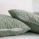 Homiest Cable Knit Throw Blanket and Pillow Set, Sage Green Set of 3, Knitted Throw (50"x60") & 2 Pillow Covers (18"x18"), Soft & Cozy Decorative for Couch Bed Sofa