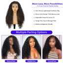 Brown with Highlight Synthetic Lace Front Wig 13x4 Long Curly Wig with Baby Hair Natural Preplucked Hairline 24 Inch Wavy Wig for Black Women Daily Party Use