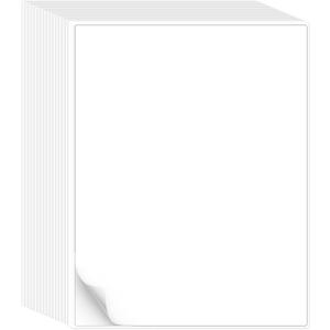 L LIKED 8.5x11 Printable White Sticker Paper Full Sheet Label, Matte, for Laser & Inkjet Printing (100 Sheets)