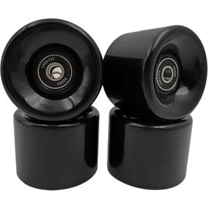 Skateboard Wheels with Bearings, 60mm 92a Hardness, Set of 4 (Black)