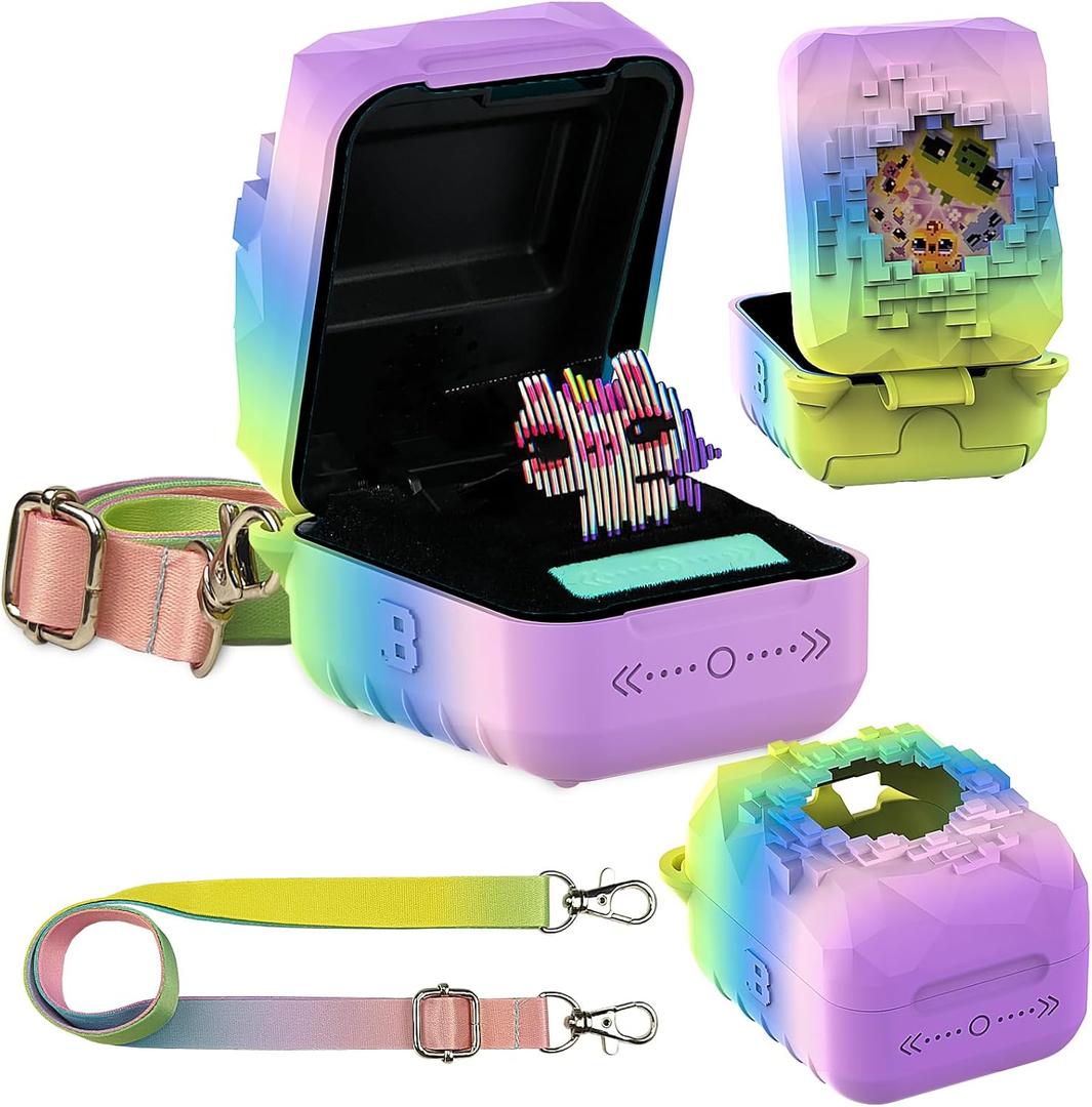  Silicone Cover Case for Bitzee Magicals Interactive Digital Pet and Case, Protective Skin Sleeve for Bitzee Magicals Virtual Electronic Pets Accessories (Rainbow