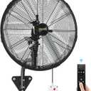 20'' Remote Control Outdoor Wall Mount Fan, 4 Speed Oscillating Wall Fan with All Sealed Brushless DC Motor, Heavy Duty Industrial Fans, Waterproof Fans for House, Garage, Warehouse, Factory