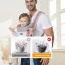 KIYUMI Baby Carrier with Hip Seat, Ergonomic M Position, Newborn to Toddler, Head Support and Breathable Mesh,Adjustable Removable 6- in-1 Baby Baby Sling Carrier (7-45 lbs) for Mom Dad, Pink