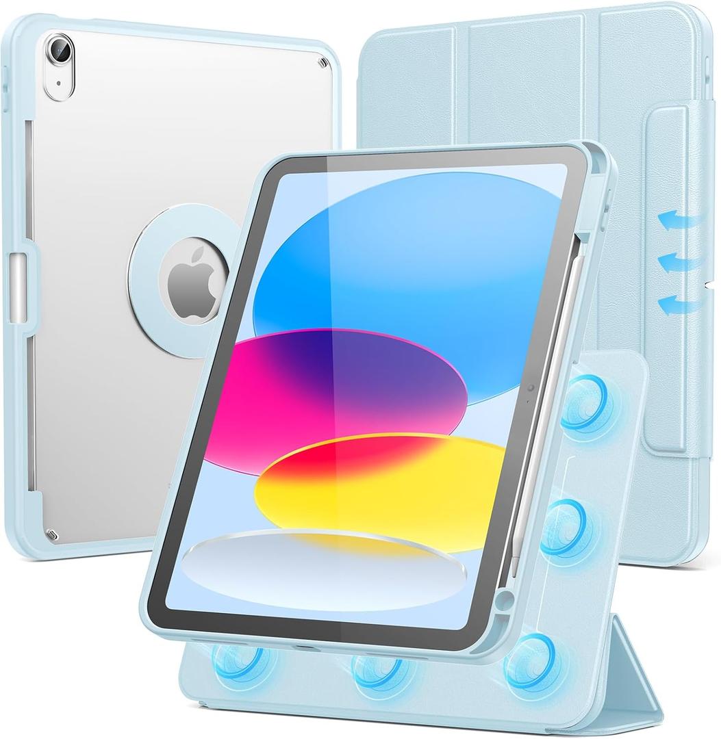 SPARIN Case for iPad A16 11th/10th Generation 2025/2022 (11"/10.9") with Pencil Holder, Magnetic Detachable Hybrid Stand, Portrait/Landscape Angle, Clear Protective Case, Auto Wake/Sleep-Blue SPARIN Case for iPad A16 11th/10th Generation 2025/2022 (11"/10.9") with Pencil Holder, Magnetic Detachable Hybrid Stand, Portrait/Landscape Angle, Clear Protective Case, Auto Wake/Sleep-Blue