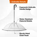 Clear Dog Umbrella for Small Dogs, Doggie Umbrella with Leash, Keeps Pet Dry for Rainy Walk/Potty Trip, Puppy Rain Umbrella, Self-Assembly