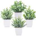Der Rose 4 Pack Fake Plants Mini Artificial Greenery Potted Plants for Home Decor Indoor Office Table Room Farmhouse Bathroom Decor