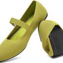 HEAWISH Women's Ballet Flat Shoes Mary Jane Pointed Toe Mesh Flats,Comfortable Slip on Ladies Shoe with Adjustable Strap,Casual Office Dress Flats for Work(Viridis,US8.5)