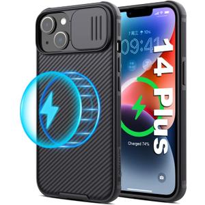 Nillkin iPhone 14 Plus Magnetic Case With Camera Cover, Compatible With MagSafe, CamShield Pro 5G Car Mount Case 6.7'', Built-in Magnet Circle (Black)