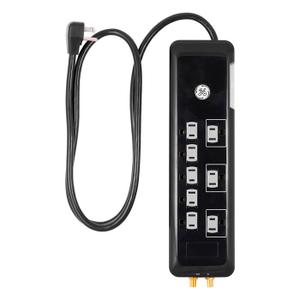 GE 8-Outlet 4ft. Surge Protector With Coaxial, Black
