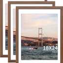 YESKAY 18x24 Picture Frame Brown Set of 3, Display Pictures 16x20 with Mat or 18 x 24 Without Mat, Poster Frames 18x24 for Wall Hanging Horizontal and Vertical