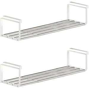 HGZBS Expandable Shoe Rack Organizer - Adjustable Shoe Rack & Under Cabinet Shelf - for Shoe or Clothing Storage and Organization, Under Shelf Storage (Stainless, 2Pcs)