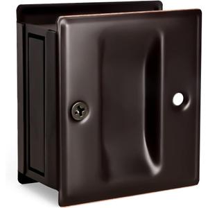 HOMOTEK Privacy Pocket Door Pull - No Lock, Replace Old or Damaged Pull for Sliding Door, 2-3/4'x2-1/2', 1-3/8' Thickness, Oil Rubbed Bronze