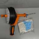 Drain Auger, Clog Remover with Drill Adapter, 25 Feet Flexible Plumbing Snake Use Manually or Powered for Kitchen, Bathroom and Shower Sink, Comes with Gloves (orange)