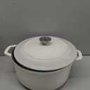 Mueller 6qt Enameled Cast Iron Dutch Oven, Heavy-Duty Casserole and Braiser Pan with Lid and Knob, Oven-Safe up to 500 F & Across All Cooktops, White