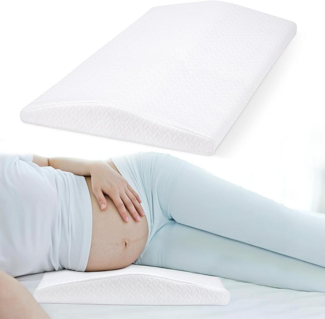 Lumbar Support Pillow for Sleeping Memory Foam Pillow for Back Pain Relief - Side, Back and Stomach Sleepers- Triangle Wedge Bolster Pillow - Bed Rest Pillow (White)