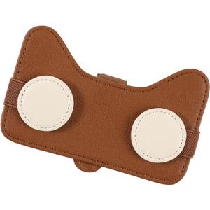 COOLYOUTH Sunglass Holder for Car Accessories Magnetic Leather Sunglasses Holder for Car Visor Double Position Clip,Brown, 1