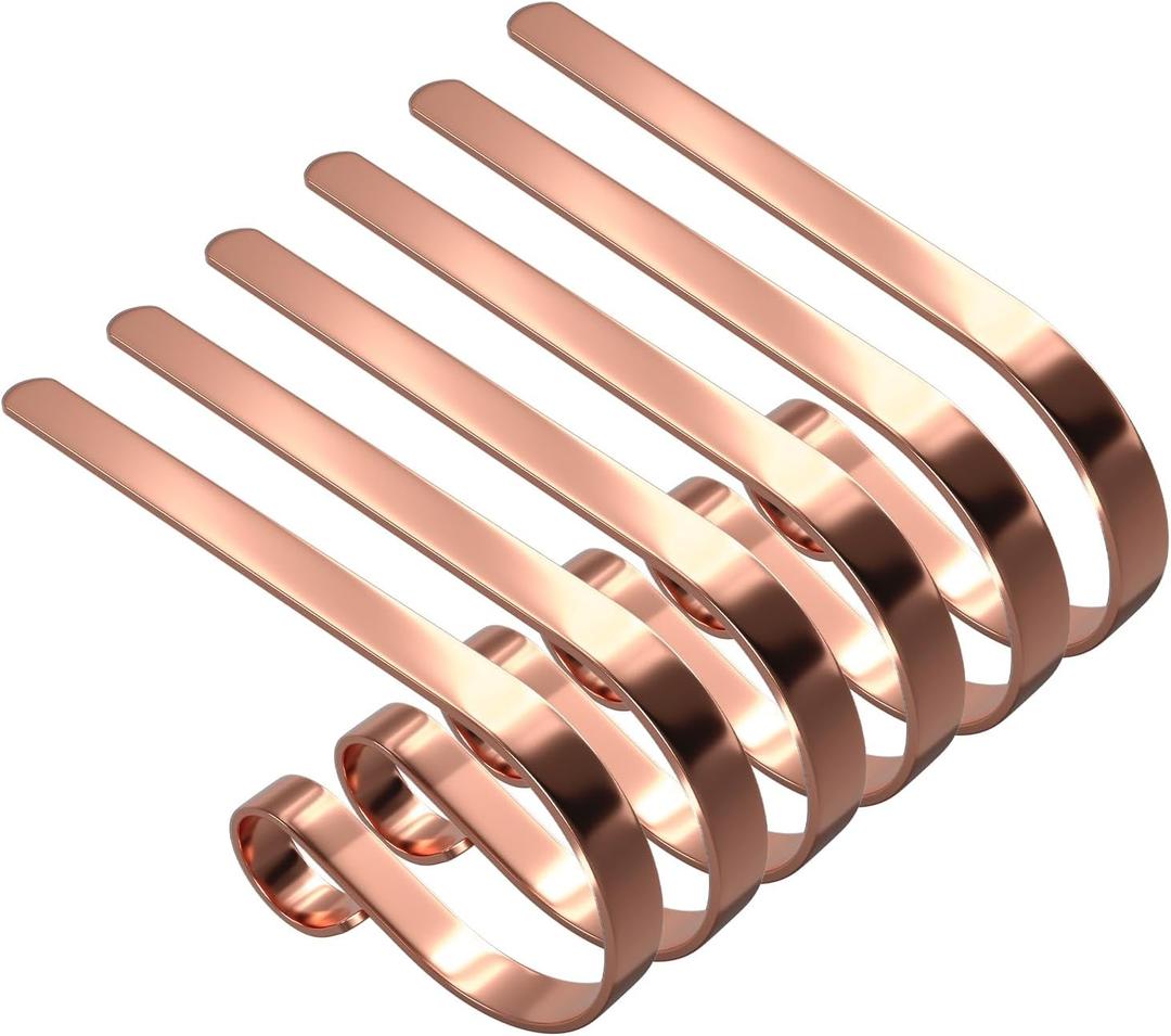 6 Pack Christmas Stocking Holders Mantel Stocking Hanger Holder Christmas Decoration Supplies (Rose Gold)