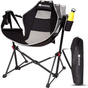 AKSOUL Hammock Camping Chair Swinging: Foldable & Portable Swing Chairs with Storage Bag - 265lbs Adult Weight Capacity - Folding Rocking for Lawn Camp Stargazer Outdoor, 1 PC 