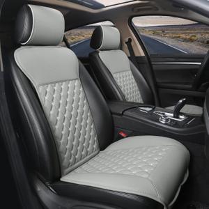 Black Panther 1 Pair Car Seat Covers, Luxury Car Protectors, Universal Anti-Slip Driver Seat Cover with Backrest,Diamond Pattern (Light Gray)