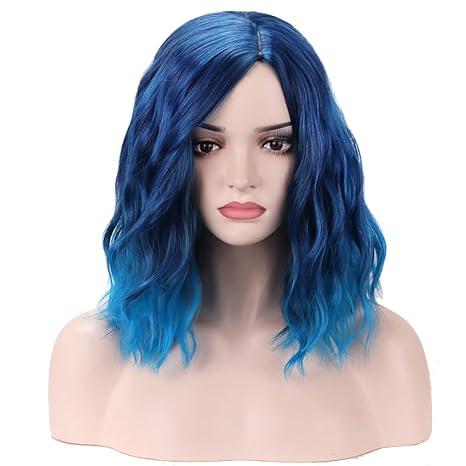 BERON Blue Wig Short Curly Wig Mix Blue Bob Wigs Charming Women Beach Wave Blue Wigs for Cosplay Costume Party Hairnet Included BERON Blue Wig Short Curly Wig Mix Blue Bob Wigs Charming Women Beach Wave Blue Wigs for Cosplay Costume Party Hairnet Included