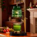 AIKUT Christmas Candle Warmer Lamp, with 2 Bulbs,Timer & Dimmer,Compatible with Large Yankee Candle Jars,3 Wick Candles,Height Adjustable Electric Top Candle Melter,Green,110-120v