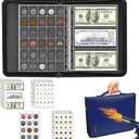 Coin Collection Book Holder Organizer - 410 Pockets Coins Collection Supplies Album for Collector 36 Sleeves Money Storage Case Fireproof Coin Currency Collection Bill Pennies Cash Blue