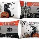 Pack of 2 Artscope Halloween Decorative Throw Pillow Covers 12x20 Inch Set of 4, Ghost Trick or Treat Pumpkin Sweet But Spooky Outdoor Farmhouse Pillow Cases for Home Sofa Couch-Orange