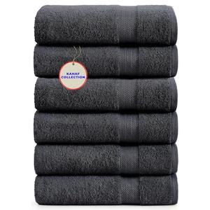 KAHAF COLLECTION 100% Cotton Bath Towels, 24x48 Pack of 6 Towels, Quick Dry, Highly Absorbent, Soft Feel Towel, Gym, Spa, Bathroom, Shower, Pool, Luxury Soft Towels (Grey, 24x48-6 Pack)
