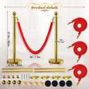 4 Pcs Gold Stanchions with Velvet Ropes with 3 Pcs 5 Ft Red Velvet Ropes Carpet Ropes Posts Stanchion Set for Crowd Control Barriers for Weddings, Events, Hotels, and Party Decor