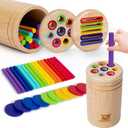 Wooden Learning Color Sorting Toys for Toddlers Sensory Sorting Coin Box Toys for Toddlers 1-3 Fine Motor Skills and Matching Games for Toddler Learning Toys