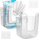 2Pcs Kitchen Wipes Holder Dispenser, Wall Mounted Acrylic Wipes Container Wipe Container Clear Tissue Box for Bathroom, Kitchen, Bedroom, Toilet, Home(COLOR:clear)