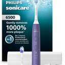 Philips Sonicare 6500 Series Electric Toothbrush - Next-Generation Sonicare Technology, Pressure Sensor, 9 Brushing Settings, SmarTimer, BrushPacer, 21-Day Runtime, Travel Case, Purple, HX7417/05