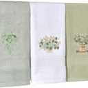 LVDXVG Hand Towels for Bathroom Kitchen 13.3x29.5 Inch Decorative Towels 3 Pcs (Green Hand Towels)