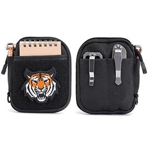 SP1 EDC Pouch, Pocket Organizer, Mighty Pouch for Men, EDC Bags with Patches Area, Small Tool Pouch with D-Ring, Elastic Organizers Utility Pouch for Multitools, Nylon Compact Organizer (Black)