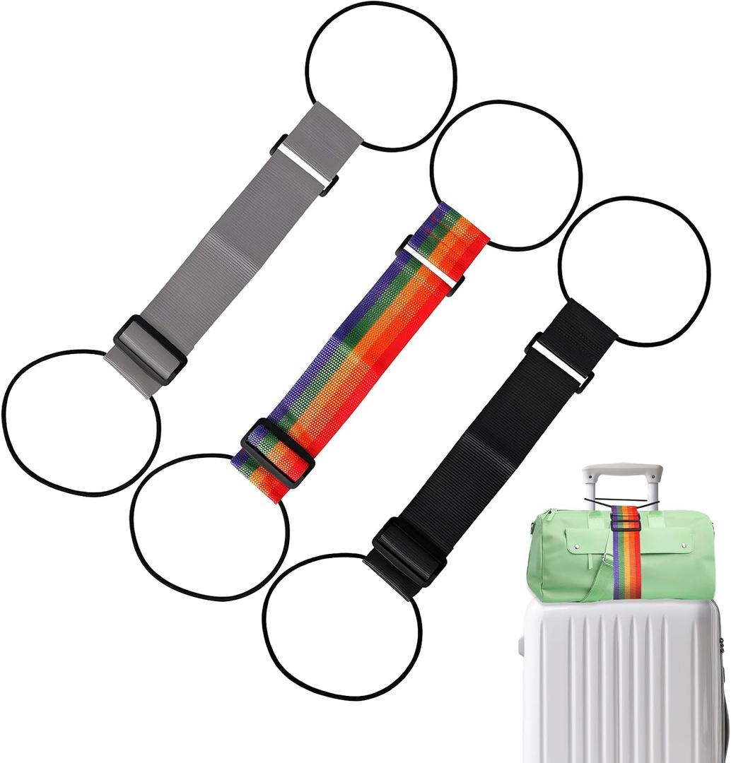 3pcs Luggage Straps Suitcase Adjustable Belt, Elastic Strap Belt Holding Bags Together, Add a Bag Easy to Travel Suitcase