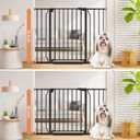 34" Extra Tall Baby Gate for Stairs, Auto Close Stroller Friendly Dog Gate Indoor for Doorways, Pressure Mounted 29"-45" Wide Baby Gate, Easy Walk Through Gate for Children & Pets, Black