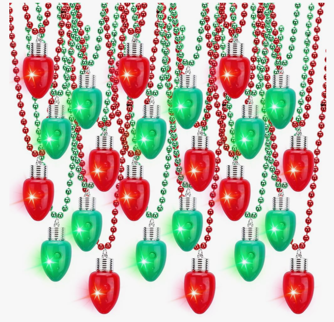 Sureio 24 or 36 Pack LED Light up Christmas Necklaces Xmas Party Favors Christmas Glow Necklace Holiday Light up Necklace LED Accessories for Stocking Stuffers Novelty Gift Decorations