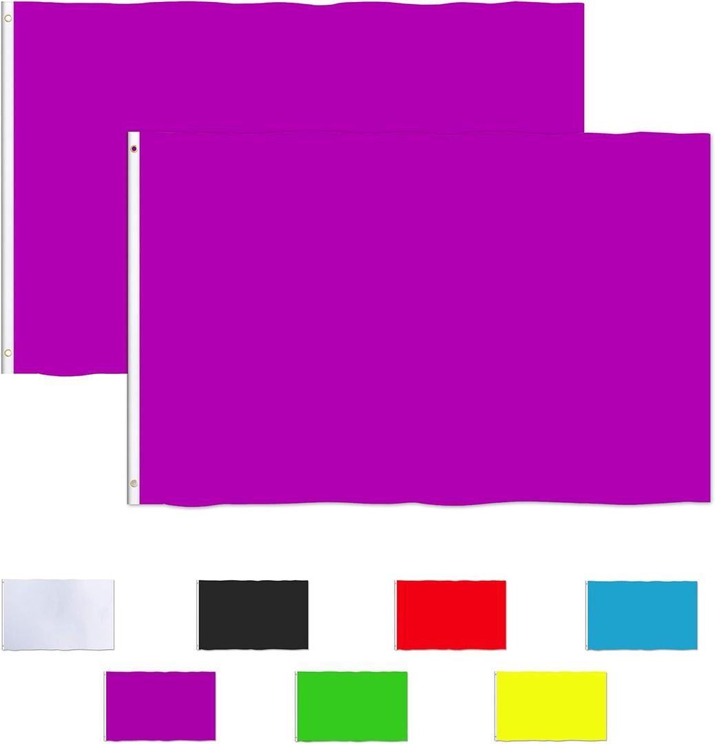 Consummate Solid Purple Flag 3x5 Foot Plain Purple Flags Banner Polyester with Brass Grommets,2 Pack