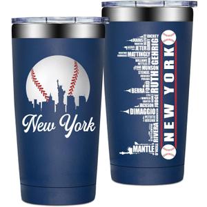 BIRGILT Legends New York Baseball City Skyline Gifts - Baseball Gifts for Men, Christmas, Father's Day, Birthday Gifts for Fans - Tumbler Cup 20oz (Navy Blue)