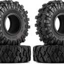 INJORA 1.0 Tires - S5 Crawler Mud Terrain Kraken Claw for SCX24 TRX4M AX24 Bronco Gladiator C10 JLU Deadbolt FCX24 FCX18 Axial RC 1/24 1/18, 62 * 20.5mm(T1007)