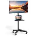 PERLESMITH Rolling TV Stand on Wheels for 23-60 Inch Flat Curved Screen TVs, Mobile TV Cart Height - Adjustable with Shelf/Tray, Portable TV Stand Holds up to 55 lbs, Max VESA 400x400mm, PSTVMC04