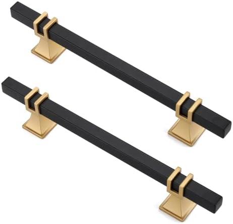 Lepatape 10 Pack 5 Inch Black and Gold Cabinet Pulls Black and Gold Cabinet Handles Kitchen Cabinet Handles Dresser Drawer Pulls Kitchen Cabinet Hardware