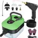 Steam Cleaner, Handheld Steam Cleaner for Home Car Furniture Bathroom, 2500W High Pressure Steam Cleaner, 1.2L Water Capacity, 6 Adjustable Speeds, 4 Brush Heads, Steamer for Cleaning (Green)