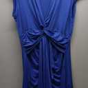 IyMoo Women's Sexy Plus Size Bodycon Sleeveless Drawstring Ruched Mini Club Dresses (Blue), XL