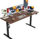 Agilestic Electric Standing Desk - Large 63 x 24 Inches, Height Adjustable Sit Stand Desk for Work & Home, Dark Walnut