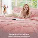 JOLLYVOGUE Queen Comforter Set 7 Pieces - Bed in a Bag Queen for All Season, Pintuck Bedding Comforter Sets with Comforter, Flat Sheet, Fitted Sheet and Pillowcases & Shams, Pink